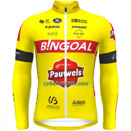 Cykeltrøje Langærmet 2022 Bingoal Pauwels Sauces WB Rød Neon Gul